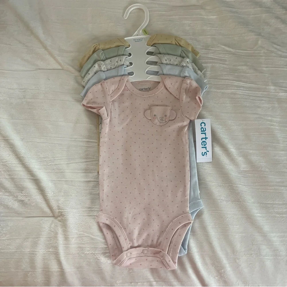 Carters baby girl 3 month bodysuits onesies NEW pink blue green animals